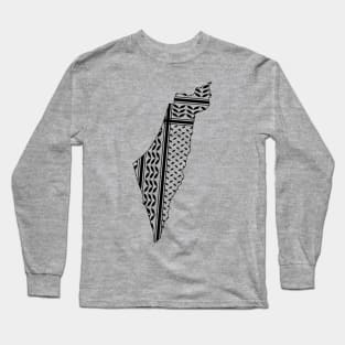 Palestine Map With Keffiyeh Pattern Design symbol of Resistance and Freedom Long Sleeve T-Shirt